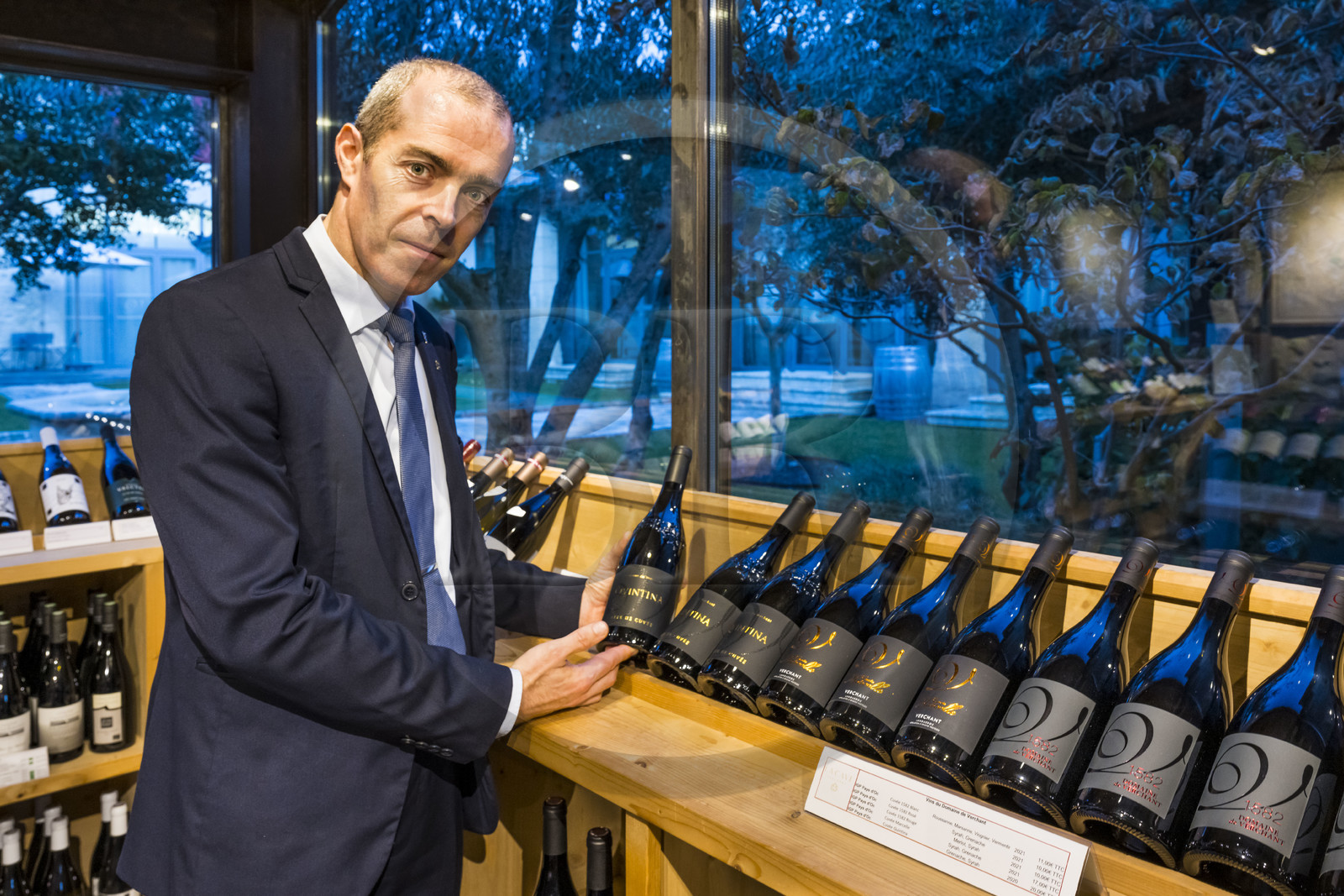 France, Herault, Montpellier, Castelnau-le-Lez, Chateau or Domaine de Verchant, 16th and 17th century private mansion called Montpellier Folie, the head sommelier Cyrille Bajolet presents the estate's wines