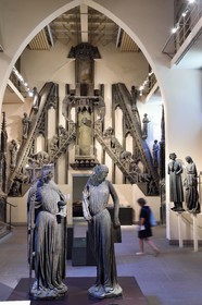 France, Bas Rhin, Strasbourg, old town listed as World Heritage by UNESCO, Musee de l'Oeuvre Notre Dame (Oeuvre Notre Dame museum), Jube Room, 13th century statuary from the cathedral, the couple of sculptures of the Church (triumphant) and the Synagogue (defeated) come from the tympana of the two portals of the south transept, two female figures, allegories of the Christian and Judaic religions, the new and the old testament