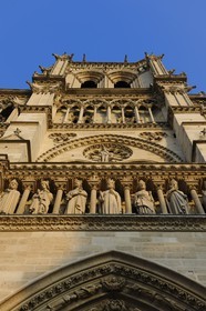 France, Paris (75), Ile de la Cité, cathédrale Notre-Dame de Paris, la galerie des Rois de la façade occidentale et la tour sud