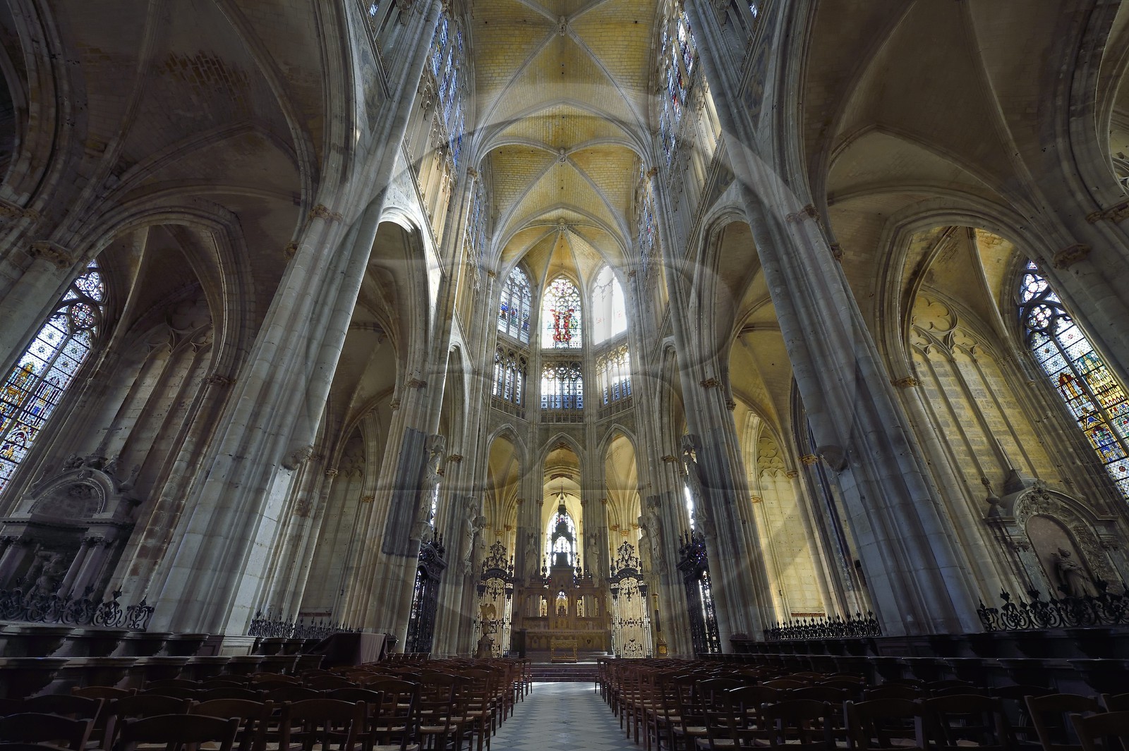 France, Seine-Maritime (76), Rouen, abbatiale Saint-Ouen (XIIème au XVème siècle) de style gothique rayonnant et flamboyant, le chœur