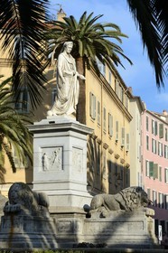 France, Corse du Sud, Ajaccio, Place Marechal Foch (square also known as Place des Palmiers), statue of Napoleon Bonaparte as a Roman consul by sculptor Massimiliano Laboureur