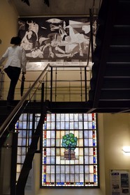 Spain, Basque Country, Biscay Province, Gernika-Lumo, Guernica Peace Museum Foundation, a museum of the history of Guernica, reproduction of Picasso's painting and stained glass depicting the oak of Guernica
