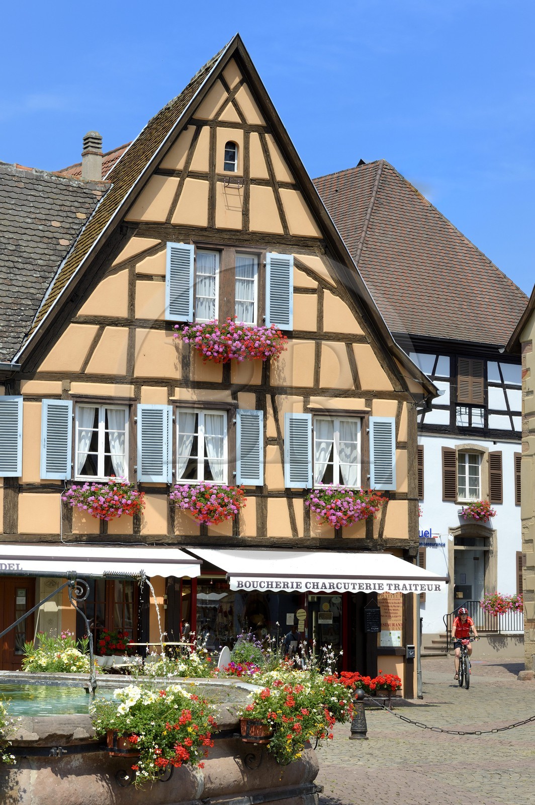 France, Haut-Rhin (68), Eguisheim, labellisé Les Plus Beaux Villages de France, place du Chateau