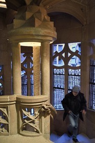 France, Bas Rhin, Orschwiller, Alsace Wine Road, Haut Koenigsbourg Castle, the spiral main staircase