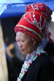 Vietnam, Lao Cai province, North-West Sapa district, multi-ethnic market at Muong Hum, woman from the Red Dzao minority