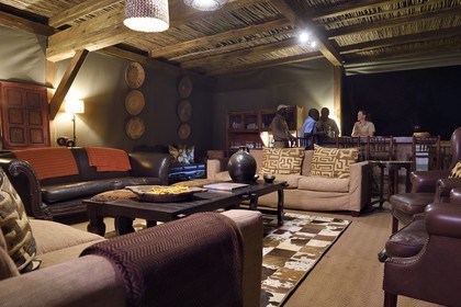 Zimbabwe, Matabeleland North Province, Hwange National Park, the Wilderness Safaris Davison's Camp lounge
