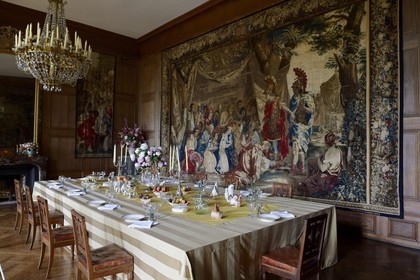 France, Meurthe-et-Moselle, Saintois region, Castle of Beauvau-Craon also called chateau d'Haroué, Manufacture of Malgrange tapestries telling the saga of Alexander the Great