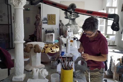 France, Bas Rhin, Strasbourg, old town listed as World Heritage by UNESCO, workshops of the Oeuvre Notre-Dame Foundation, workshop responsible for reductions