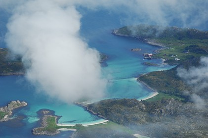 Norway, Nordland County, Lofoten Islands, small island around Skrova Island (aerial view)
