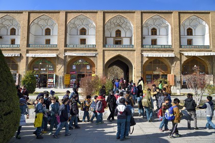 Iran, Isfahan Province, Isfahan, naghsh-i jahan square also known as Imam Khomeiny square, listed as World heritage by UNESCO, school trip