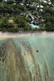 France, Reunion Island (French overseas department), West Coast, Saint Gilles les Bains lagoon at l'Ermitage les Bains (aerial view)
