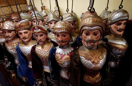 Belgique, Wallonie, Liège, quartier d'Outremeuse, musée-théâtre de marionnettes Tchantchès, personnages de la pièce