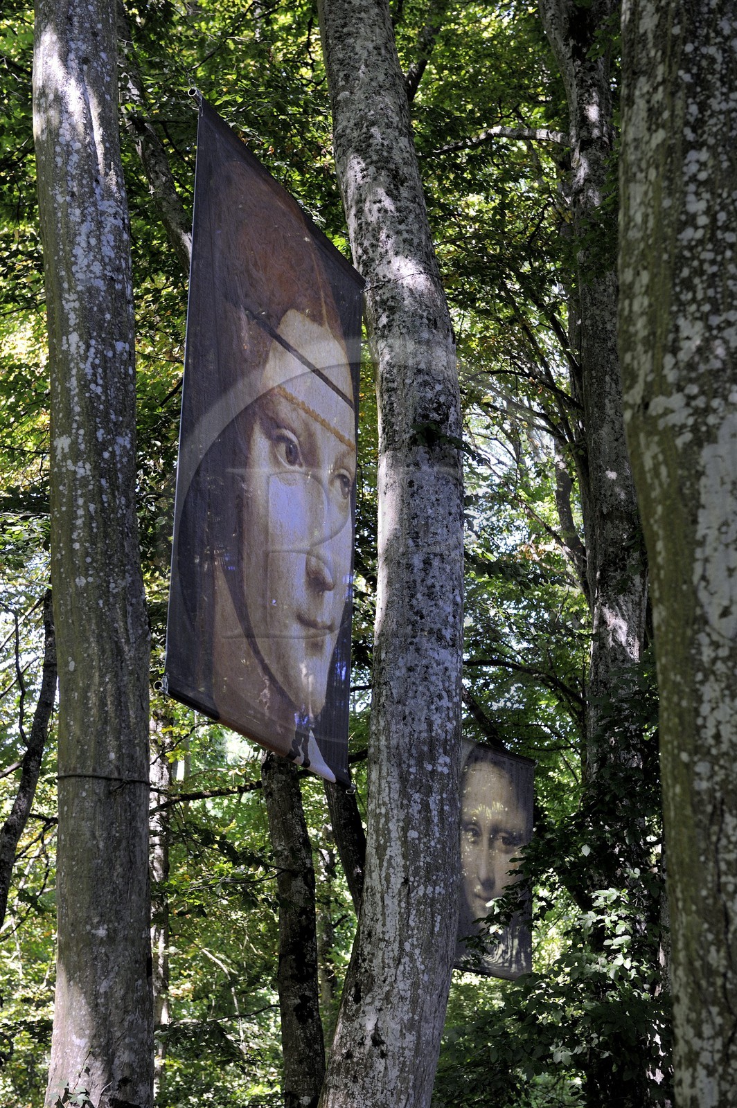 France, Indre-et-Loire (37), vallée de la Loire classée Patrimoine Mondial par l'UNESCO, Amboise, château du Clos Lucé, parc Leonardo Da Vinci (dernière demeure de Léonard de Vinci), parcours sur le thème de la beauté des visages