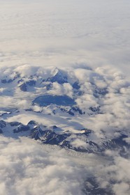 Norway, Svalbard, glacier in the southern region of Spitsbergen (aerial view)