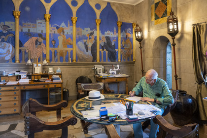 France, Alpes-Maritimes, Menton, Domaine des Colombieres, the current owner Michael Likierman in the Colombières villa entirely designed as a work of art by Ferdinand Bac