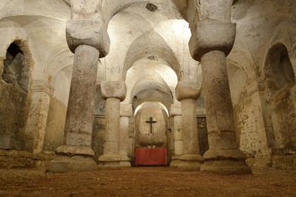 France, Meuse, Verdun, the 11th century crypt of the former Benedictine abbey of Saint-Maur