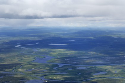 Suède, Laponie, paysage du comté de Norrbotten au nord de Lulea(vue aérienne)