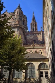 France, Bas-Rhin (67), Strasbourg, vieille ville classée au Patrimoine Mondial de l'UNESCO, la cathédrale Notre-Dame, le Chevet roman vu depuis le séminaire Sainte-Marie-Majeure