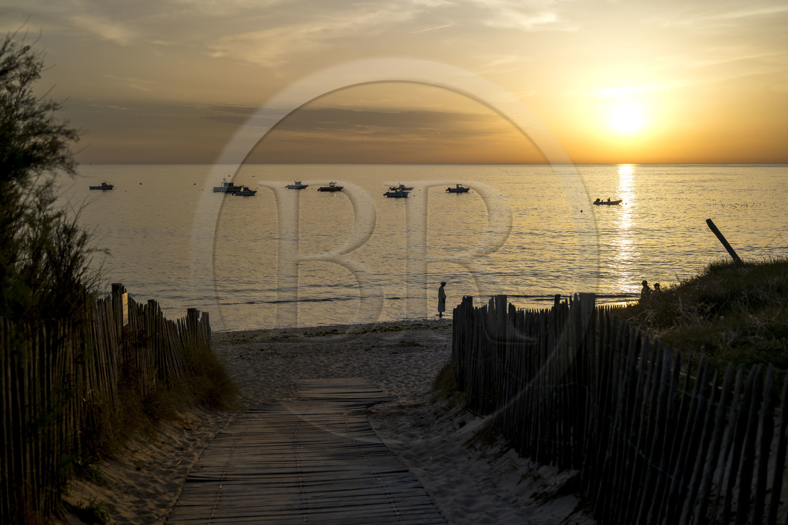 France, Charente-Maritime (17), Ile d'Oléron, Saint-Georges-d'Oléron, plage de Domino au coucher de soleil