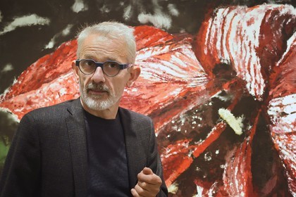 France, Paris, the painter Philippe Cognée preparing his exhibition at the Templon gallery