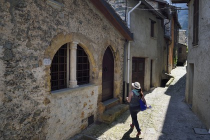 France, Alpes-Maritimes, Roya Valley (Nice hinterland), at the foot of the Mercantour National Park, Tende, medieval house rue Beatrice