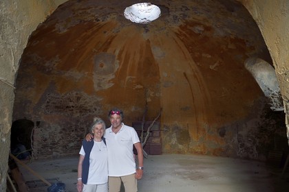 France, Var, Iles d'Hyeres, Parc National de Port Cros (National park of Port Cros), Porquerolles island, Edith and Marc Frilet who rehabilitate the Fort du Petit Langoustier dating from the 17th century as a model of sustainable development, the ground floor of the tower which is vaulted in a spherical dome