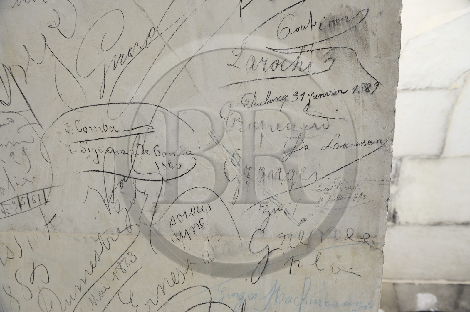 France, Paris (75), le Panthéon, graffiti datant de l'époque où les visiteurs avaient accès à la fresque d'Antoine Gros