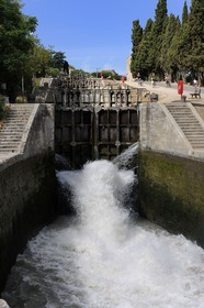 France, Herault, Canal du Midi listed as World Heritage by UNESCO, Beziers, the locks of Fonserannes or Fonseranes build by Pierre-Paul Riquet