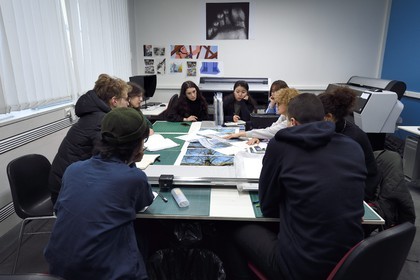 France, Paris, Saint Germain des Pres district, Ecole nationale superieure des Beaux-Arts (Fine Arts school), Perret building, digital workshops, tracer room