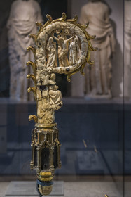 France, Paris, Musée de Cluny - Musée national du Moyen-Age (Middle Ages Museum in the former Hotel de Cluny), Elephant ivory crosier head 2nd quarter of the 14th century (crucifixion on one side)