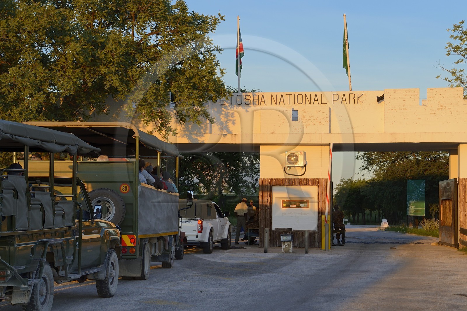 Namibie, région de Oshikoto, Parc National d'Etosha, Namutoni Von Lindequist Gate