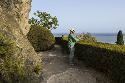 France, Alpes-Maritimes, Menton, Domaine des Colombieres, view of the city from the estate's garden created by Ferdinand Bac