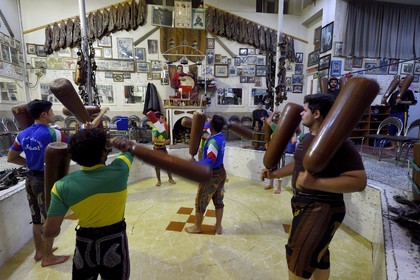Iran, Isfahan Province, Isfahan, home of force (Zurkhaneh) where traditional Iranian national sport called Varzesh-e Pahlavani (Pahlevani and zoorkhaneh rituals) is practiced