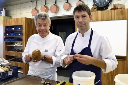 France, Haute Loire, Saint Bonnet le Froid, Régis and Jacques Marcon 3-star restaurant, Regis (father) and Jacques (son) Marcon