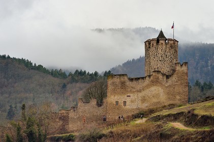 France, Haut-Rhin (68), Kaysersberg, le chateau en hiver
