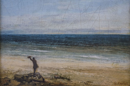 France, Herault, Montpellier, historic center, Fabre museum, The seaside at Palavas (1854) by the painter Gustave Courbet (detail)