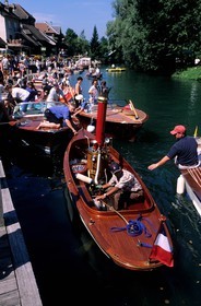 France, Savoie (73), le lac du Bourget, sur le canal de Savières, le bateau à vapeur de type Frolic 28 le Tarvin Lady