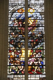 France, Val de Marne, Vincennes, Chateau de Vincennes, the Sainte Chapelle (the Holy Chapel), stained glass windows representing the Apocalypse