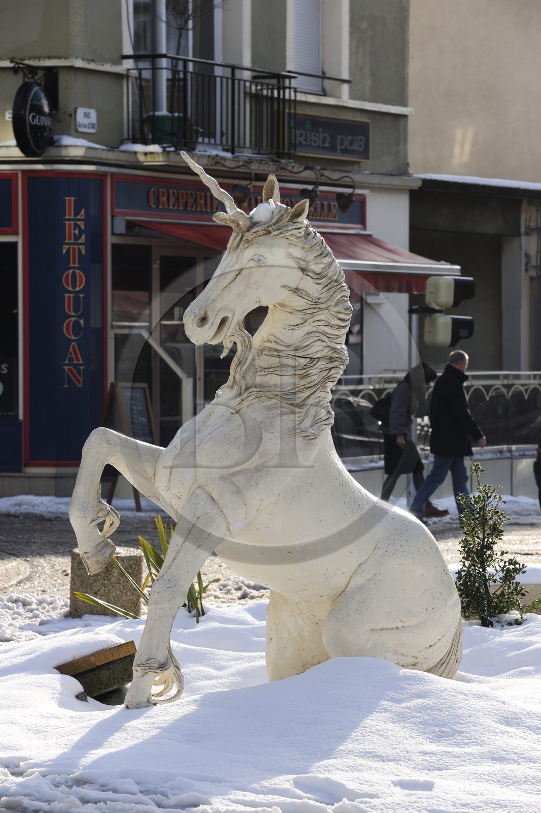 France, Manche (50), Cotentin, Saint-Lô, sculpture de Licorne emblème de la ville