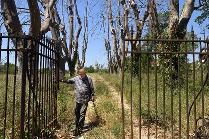 France, Bouches-du-Rhône (13), Marseille, les quartiers Nord, Bastide de Tour Sainte, Tour de l'immaculée conception en arrière plan