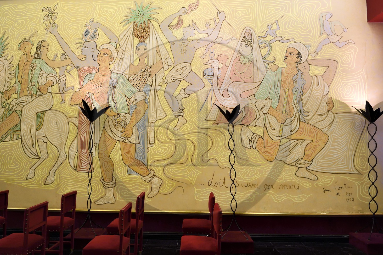 France, Alpes-Maritimes (06), Menton, l'Hotel de Ville, la salle des mariages entièrement décorée par Jean Cocteau en 1957