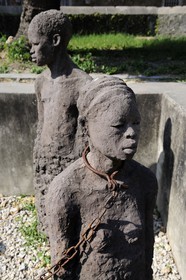 Tanzania, Zanzibar, Stown Town, listed as World Heritage by UNESCO, site of the former slave market, monument built in 1998 to the memory of the slaves packed in the caves of the market