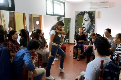 Spain, Andalusia, Seville, Centro de Arte Flamenco, flamenco court from Esperanza Fernandez (in the center)
