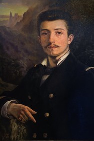 France, Charente-Maritime, Rochefort, Hèbre Museum, portrait of Pierre Loti of his real name Julien Viaud in ensign in Tahiti (by Marie Bon, 1875)