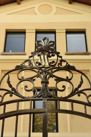 France, Corse du Sud, Ajaccio, district known as foreigners, cours Grandval, Monogram of a former owner on the grid of a villa