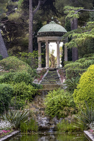 France, Alpes-Maritimes, Saint Jean Cap Ferrat, Villa and Gardens Ephrussi de Rothschild, the temple of love above the pool