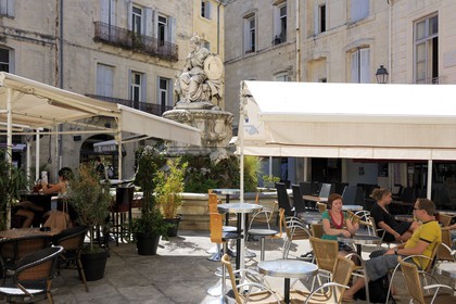France, Herault, Montpellier, cafe terrace on place Chabaneau
