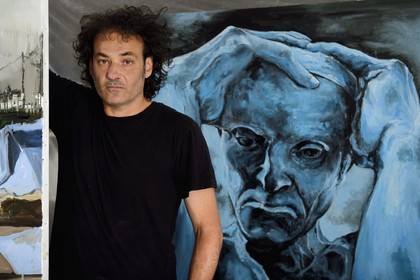 France, Val-de-Marne (94), Yvry-sur-Seine, Atelier de Fred Kleinberg, travail pour l'exposition Odyssée