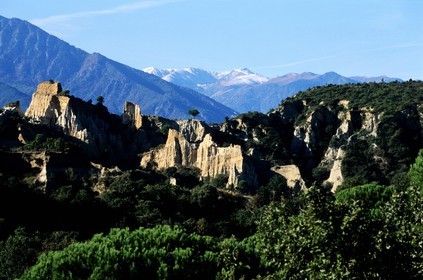 France, Pyrénées-Orientales (66), site des orgues vers îlle-sur-Têt dans le Ribéral