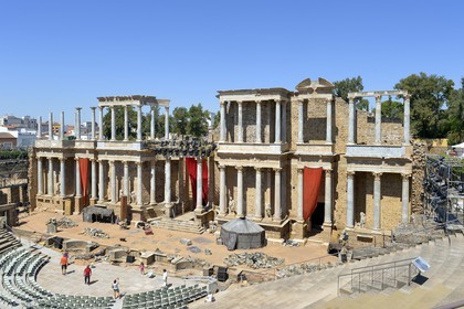 Spain, Estremadura, Merida, Roman theater built by the son in law of Augustus in 24 BC, listed as World Heritage by UNESCO